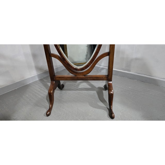 1900 - 1909 Mahogany Oval Cheval Mirror, 1900s For Sale - Image 5 of 7