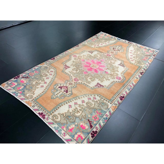 Vintage Rustic Faded Turkish Handmade Wool Rug For Sale In Phoenix - Image 6 of 11