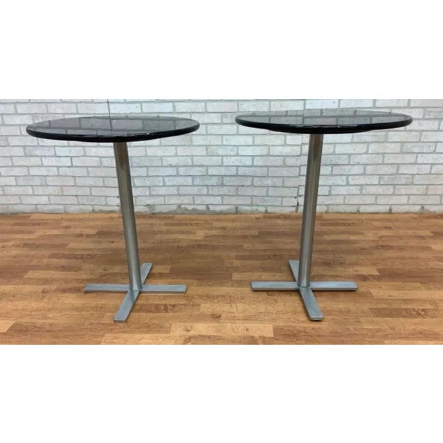 Vintage Round Granite Top Bistro Side Tables - Pair For Sale - Image 4 of 6