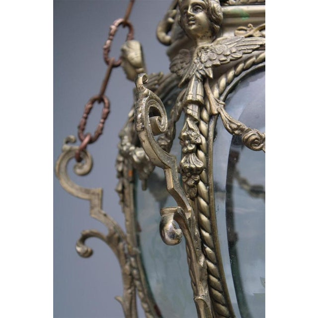 Italian Bronze Lantern with Curved Glass, Italy, 1850s For Sale - Image 13 of 18