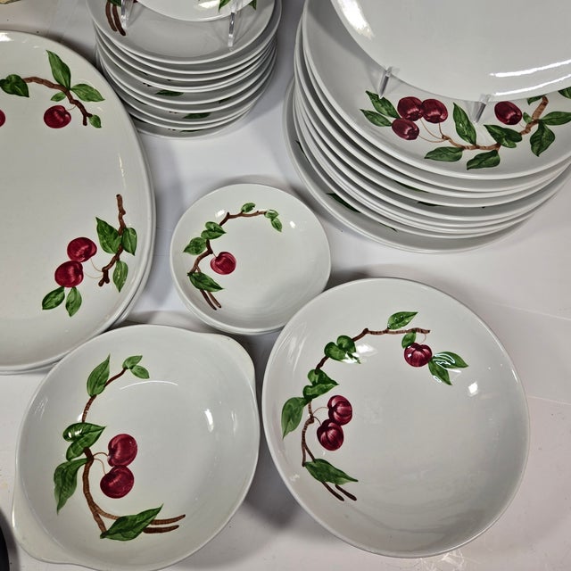 Handpainted Cherry China- Set of Thirty-Two For Sale - Image 18 of 18