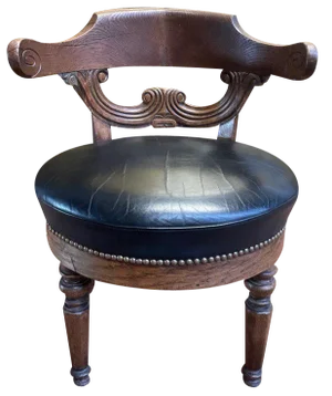 Napoleon Iii Office Chair in Black Leather