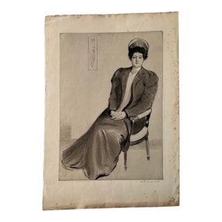 Rare C. 1920 Antique Etching: "Rachel" by Henry Brewerton Quinan (1876–1948) Alaska Artist For Sale