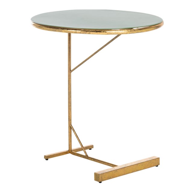 Sionne Round C Table in Hunter Green / Gold For Sale In Philadelphia - Image 6 of 8