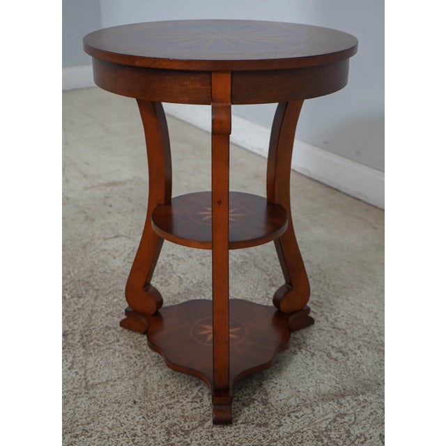 Age: Approx: 20 Years Old Details: Light Factory Distressed Nice Burl Banded Top w. Multi Wood Inlaid Top Surfaces...