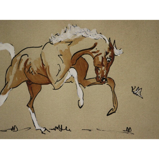 Classic equine watercolour & gouache signed M.S. Houghton '55 (LR)! Image Sz: 8 5/8"x 11 3/8"W
