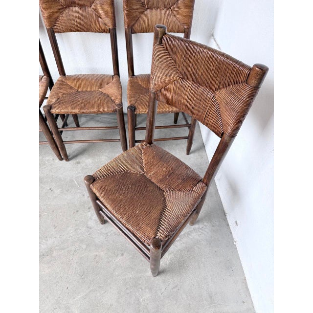 Straw and Oak Chairs from Beauche Perriand, 1950s, Set of 6 For Sale - Image 10 of 18