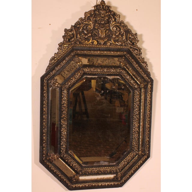 Large Antique Dutch Mirror with Parclosed Panels, 1800s For Sale - Image 10 of 11