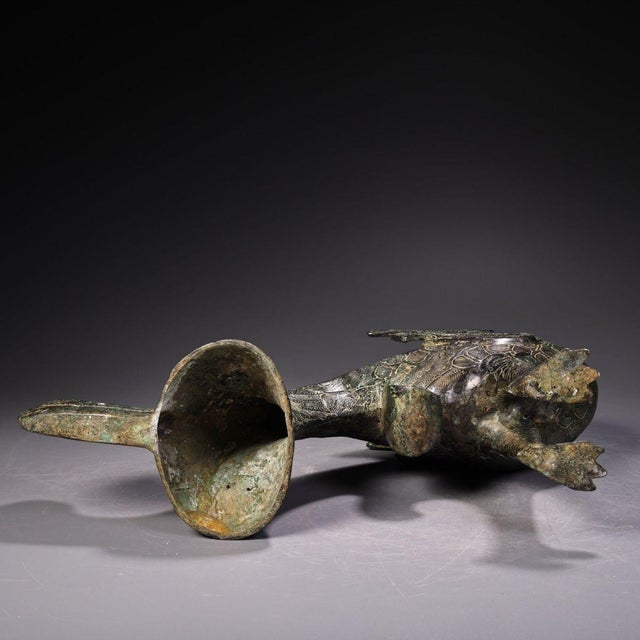 Early 20th Century Early 20th Century Bronze Peacock Sculpture – 13.4" Archaic Style Bird Figure For Sale - Image 5 of 10