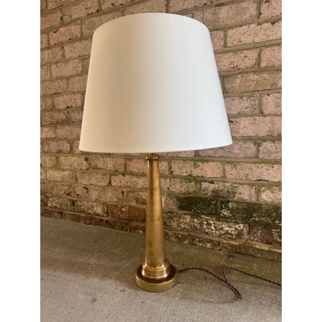 Metal Vintage Firehose Nozzel Solid Brass Table Lamp on Custom Base For Sale - Image 7 of 10