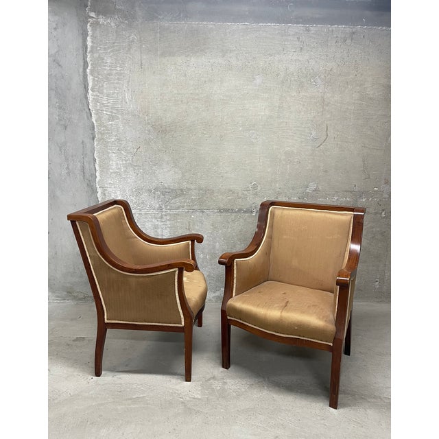 Late 20th Century Pair of Vintage Swedish Neoclassical Style Armchairs For Sale - Image 5 of 11