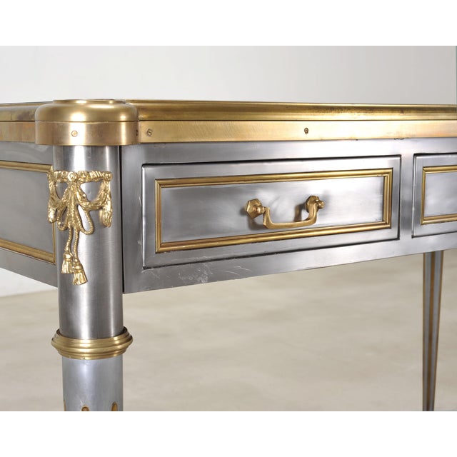 John Vesey Steel Bronze Neoclassical Library Table or Desk For Sale - Image 11 of 16