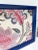 Blue Lacquer Serving Tray With Brass Handles – Floral Fabric Inlay, Bar Cart Decor For Sale - Image 10 of 12