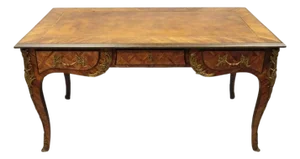 Vintage French Louis XV Style Figural Bronze Ormolu Leather Top Desk Bureau Plat