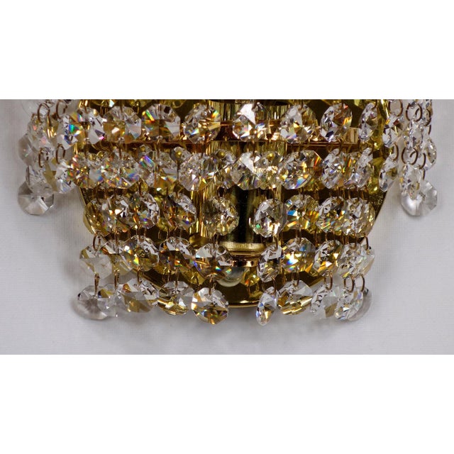 24K Brass Lead Crystal Wall Lamps from Palwa, 1960s, Set of 2 For Sale - Image 6 of 8