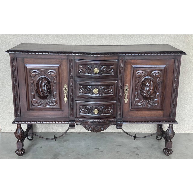 Late 19th Century Renaissance Spanish Buffet with Two Doors, Three Drawers For Sale - Image 14 of 18