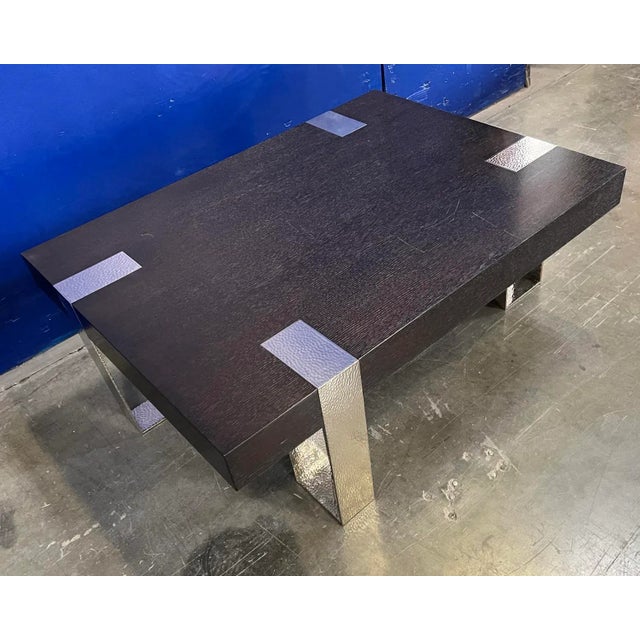Black Rift Oak & Nickel Plated Brass Aristide Coffee Table From the Madeline Stuart Collection For Sale - Image 8 of 13
