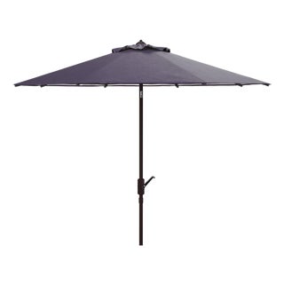 Athens 11Ft Round Crank Umbrella, Navy & White For Sale