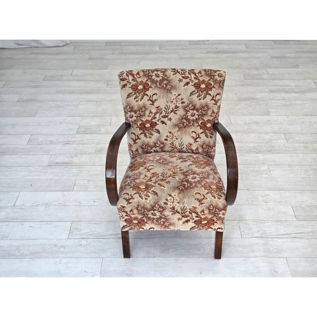 Art Deco Danish Armchair in Furniture Velour and Beech Wood, 1950s For Sale - Image 13 of 18