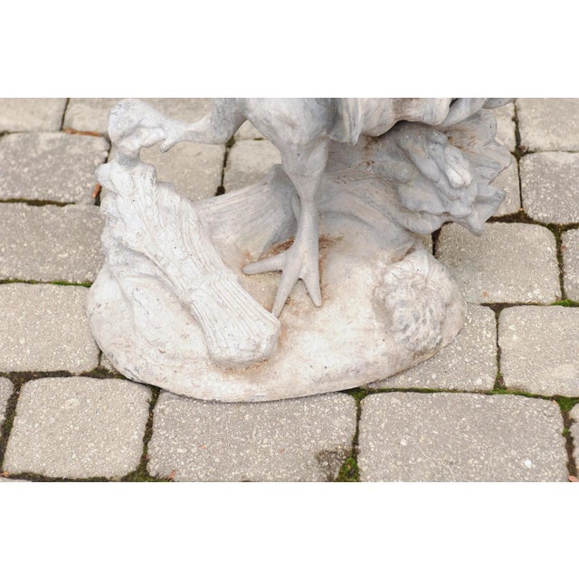 French Painted Lead Lifesize Crowing Rooster Sculpture on Base, circa 1920 For Sale - Image 9 of 12