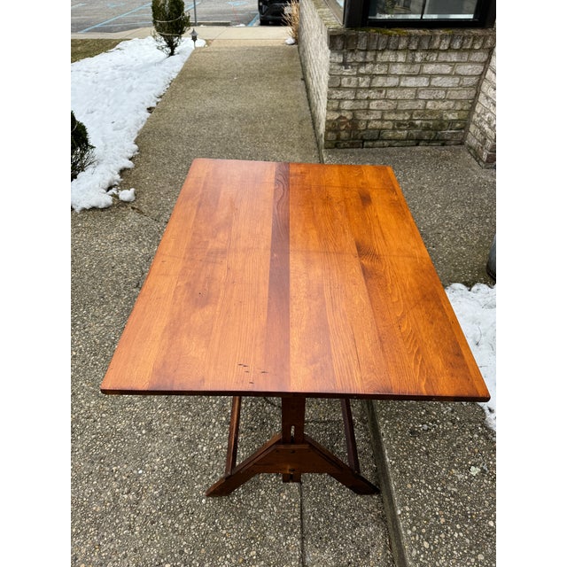 Brown 1930s Vintage Adjustable Wood Drafting Table For Sale - Image 8 of 12