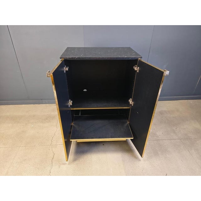 Black Lacquer and Marble Bar in the style of Maison Jansen, 1970s For Sale - Image 4 of 12