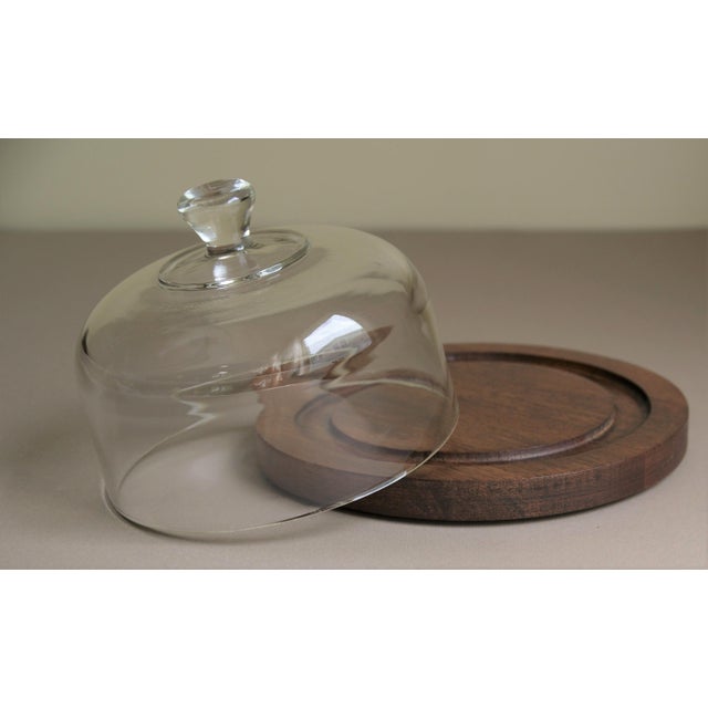 Teak Cheese Server with Glass Dome Chairish