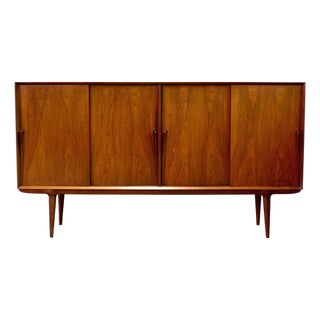 1950s Omann Jun. Møbelfabrik Model #19 Rosewood Tall Sideboard / Highboard Designed by Gunni Omann For Sale