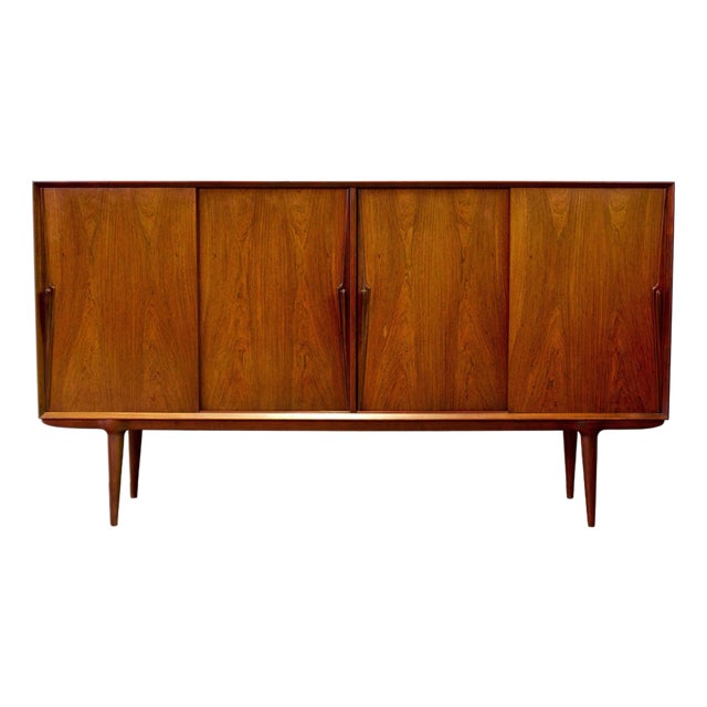 1950s Omann Jun. Møbelfabrik Model #19 Rosewood Tall Sideboard / Highboard Designed by Gunni Omann For Sale