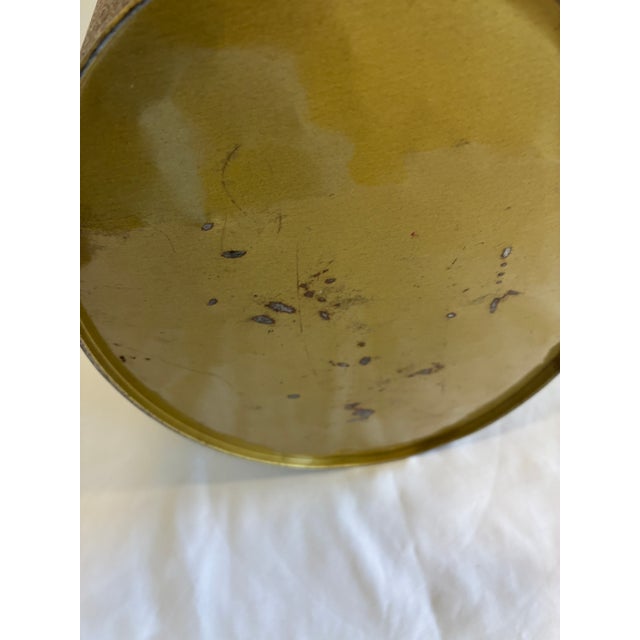 Brown Vintage Faux Woodgrain Mid-Century Wastebasket With Brass Handle For Sale - Image 8 of 10