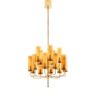Ceiling Lamp in Brass and Glass attributed to Hans-Agne Jakobsson, 1960s For Sale