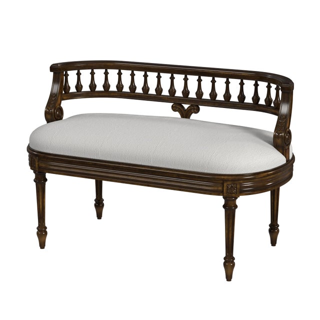 Wood Hathaway 37" Upholstered Bench, Antique Cherry For Sale - Image 7 of 7