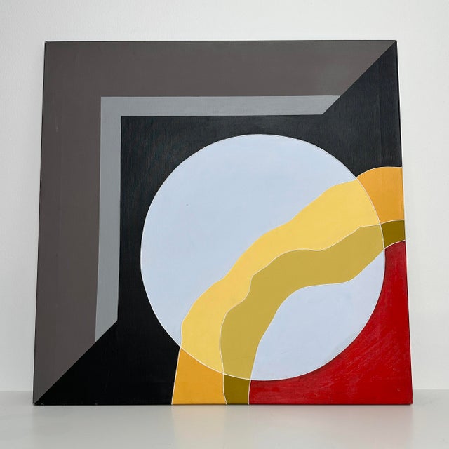 Vintage Mid-Century Modern Mixed Media Hard Edge Painting For Sale - Image 9 of 10