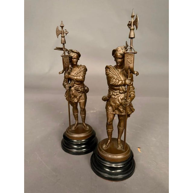Pair of 19th Century European Bronze-Finished Soldier Figures With Ebonized Bases, Circa 1890 For Sale - Image 13 of 18
