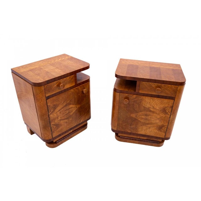 Mid-20th Century Art Deco Bedside Tables, Poland, 1950s, Set of 2 For Sale - Image 3 of 16