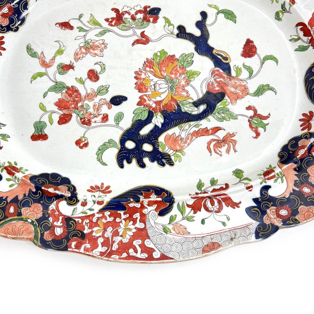 Ceramic Antique Mason's Patent Ironstone "Tree Peony" Serving Platter, Circa 1820s For Sale - Image 7 of 15