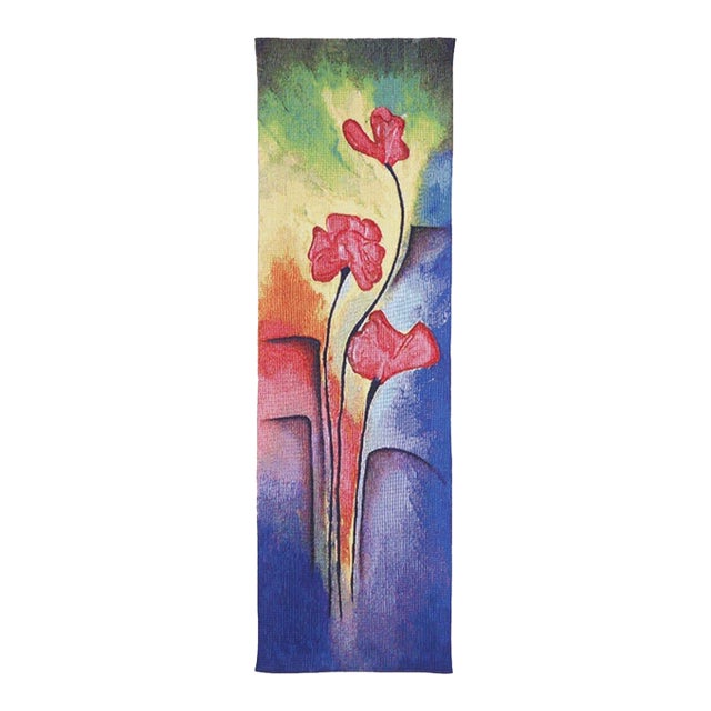 Poppies II Loom Woven Tapestry - 100 X 32 Cm (3'3" X 1'1") - Requires Rod Size 1 For Sale