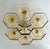 Italian midcentury flush mount with six amber Murano glass shades carefully hand blown with bubbles inside the glass using...