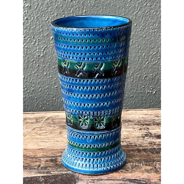 Ceramic Vintage MCM Original Studio Pottery Engraved Vase For Sale - Image 7 of 11
