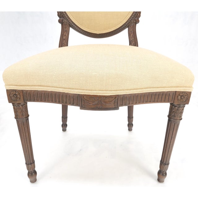 Mid 20th Century Pair of Finely Carved Walnut Cameo Back Louis XVi Side Fire Chairs New Upholster For Sale - Image 5 of 17