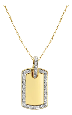 Diamond Dog Tag with Diamond Bail Necklace 16"