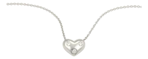 Tiffany & Co. Etoile Diamond Platinum 3 Stone Heart Slide Pendant Necklace
