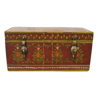 Indian Folk Art Painted Treasure Chest, 1920s For Sale