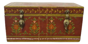 Indian Folk Art Painted Treasure Chest, 1920s