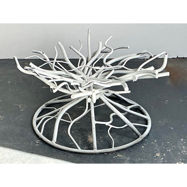 Metal Vintage Boho Wrought Iron Coral Branch Coffee Table Pedestal For Sale - Image 7 of 8