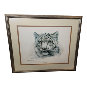 Charles Frace Signed Limited Edition Snow Leopard Framed Museum Glass