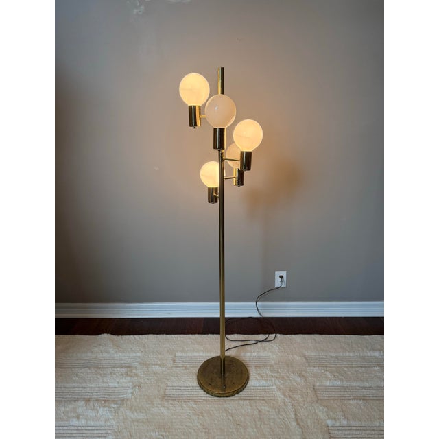 Kovacs Vintage 1970s Mid-Century Modern Sonneman “Waterfall” Cascading Globe Floor Lamp in Brass For Sale - Image 4 of 7