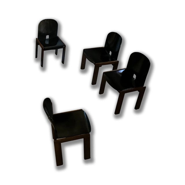 Cassina Lacquered Walnut Model 121 Dining Chairs by Tobia & Afra Scarpa for Cassina, 1967, Set of 4 For Sale - Image 4 of 11