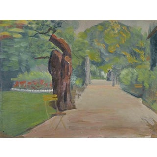 Henri Hamm, Park, 1937, Oil Painting on Wooden Panel For Sale