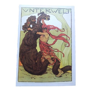 Vintage Poster Lithograph - Art Nouveau - Angelo Jank - Signed - Elephant Folio For Sale